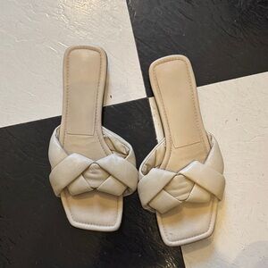 Zara Cream Women's Braided Slide Sandals